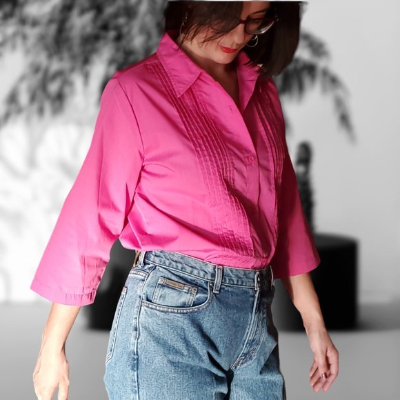 American Sweetheart Vintage 90's Ladies Button-Down Shirt - Pleated, Collar - Picture 6 of 10